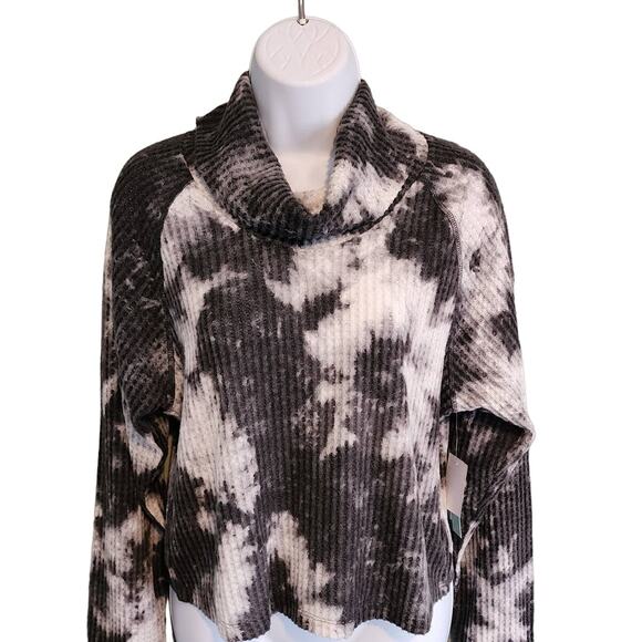 Abound Tie Dye Waffle Knit Long Sleeve  Cowl Funnel Neck Sweater NWT size XS - Picture 1 of 8